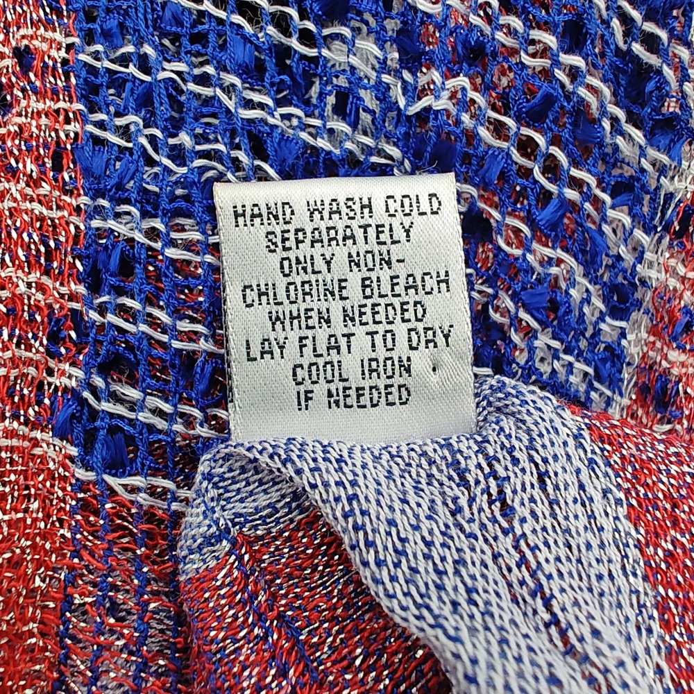 Patriotic Infinity Scarf Red White Blue Metallic Lightweight Open Weave Loop - Picture 4 of 7
